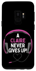 Galaxy S9 ゲーム用引用句「A Claire Never Gives Up」ヘッドセット パーソナライズ スマホケース