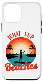 iPhone 12 mini パドルボード What Sup Beaches Girl ヴィンテージ レトロ サンセット スマホケース