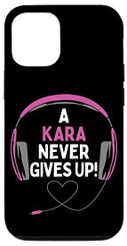 iPhone 12/12 Pro ゲーム用引用句「A Kara Never Gives Up」ヘッドセット パーソナライズ スマホケース