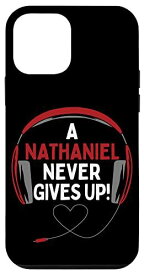 iPhone 12 mini ゲーミング引用句「A Nathaniel Never Gives Up」ヘッドセット スマホケース