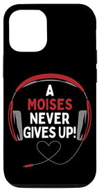 iPhone 12/12 Pro ゲーム用引用句「A Moises Never Gives Up」ヘッドセット パーソナライズ スマホケース
