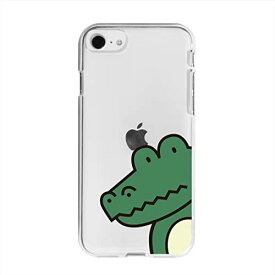 Dparks iPhone SE 3/SE 2/8/7 ケース ソフト クリア [ アップルマーク りんご 透明 ディーパークス かわいい キャラクター アニマル TPU 密着痕防止 Qi ワイヤレス充電 ] ワニ