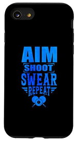 iPhone SE (2020) / 7 / 8 Aim Shoot Swear Repeat プール ビリヤード スヌーカー チョークキュー スマホケース