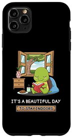 iPhone 11 Pro Max It's A Beautiful Day To Stay Indoors ブックリーダー Nerd Turtle スマホケース