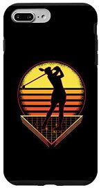 iPhone 7 Plus/8 Plus レトロなゴルファー女性ビンテージ サンセット ゴルフ スポーツ スマホケース