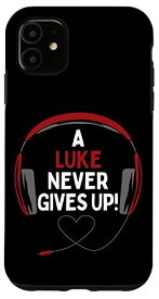 iPhone 11 ゲーム用引用句「A Luke Never Gives Up」ヘッドセット パーソナライズ スマホケース