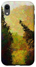 iPhone XR ヨセミテ国立公園 川 山近くの木の間 スマホケース