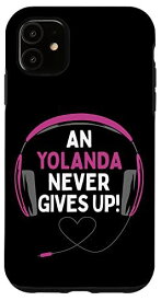 iPhone 11 ゲーミング引用句「An Yolanda Never Gives Up」ヘッドセット スマホケース