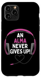 iPhone 11 Pro ゲーム用引用句「An Alma Never Gives Up」ヘッドセット パーソナライズ スマホケース
