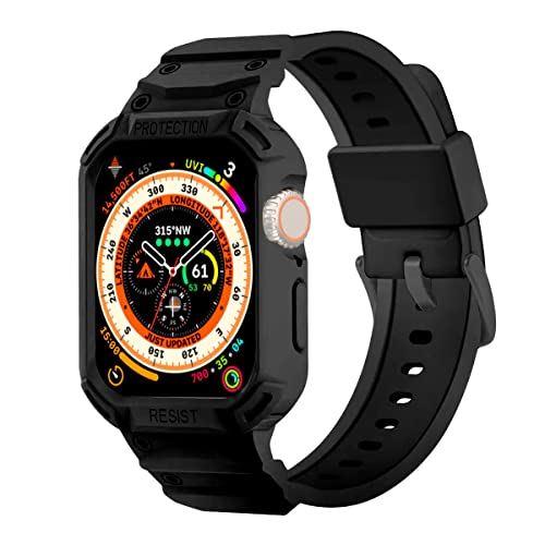 Apple Watch Ultra ケース バント 一体型ベルト アップルウォッチUltra 49mm バンド シリコン素材 ソフト カバー バンドストラップ Apple Watch Ultra用保護ケース 全面保護 watch ultra 49mm