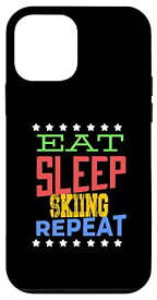 iPhone 12 mini Eat Sleep Skiing Repeat - スキースキーヤー。 スマホケース
