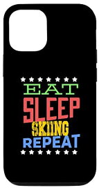 iPhone 12/12 Pro Eat Sleep Skiing Repeat - スキースキーヤー。 スマホケース