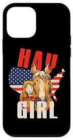 iPhone 12 mini Hay girl 馬 アメリカ国旗 USA 7月4日 女性 男の子 女の子 スマホケース