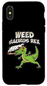 iPhone X/XS Weed Smoking T-Rex Dinosaur Marijuana Cannabis THC Stoner スマホケース