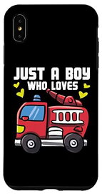 iPhone XS Max Just A Boy Who Loves Fire Truck I Kids 消防車 スマホケース