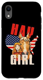 iPhone XR Hay girl 馬 アメリカ国旗 USA 7月4日 女性 男の子 女の子 スマホケース