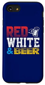 iPhone SE (2020) / 7 / 8 7月4日 愛国的 レッド ホワイト ビール USA ギャグ キュート スマホケース