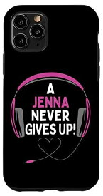 iPhone 11 Pro ゲーム用引用句「A Jenna Never Gives Up」ヘッドセット パーソナライズ スマホケース