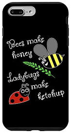 iPhone 7 Plus/8 Plus Bees Make Honey|%%%| Ladybugs Make Ketchup ? Cute Kids Cartoon スマホケース