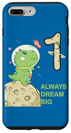 iPhone 7 Plus/8 Plus 1歳の誕生日、1歳、宇宙飛行士の恐竜 スマホケース