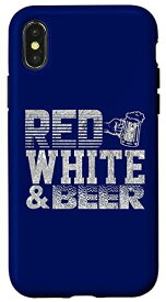 iPhone X/XS 7月4日 愛国的 レッド ホワイト ビール USA ギャグ キュート スマホケース
