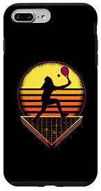 iPhone 7 Plus/8 Plus ビンテージ テニス レトロな日没 80 年代のテニス プレーヤー スポーツ愛好家 スマホケース