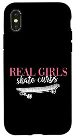 iPhone X/XS スケートボード スケーターガール ヴィンテージ リアルガールズ スケート縁石 スマホケース