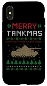 iPhone X/XS Merry Tankmas Battle Tank Military Ugly Christmas Sweater スマホケース