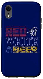 iPhone XR 7月4日 愛国的 レッド ホワイト ビール USA ギャグ キュート スマホケース