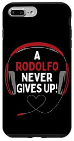iPhone 7 Plus/8 Plus ゲーム用引用句「A Rodolfo Never Gives Up」ヘッドセット パーソナライズ スマホケース