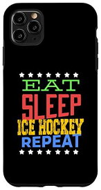 iPhone 11 Pro Max Eat Sleep Ice Hockey Repeat - アイスホッケープレーヤー スマホケース
