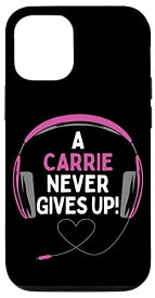 iPhone 12/12 Pro ゲーム用引用句「A Carrie Never Gives Up」ヘッドセット パーソナライズ スマホケース