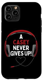 iPhone 11 Pro ゲーム用引用句「A Casey Never Gives Up」ヘッドセット パーソナライズ スマホケース