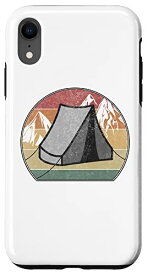 iPhone XR レトロ キャンプ アウトドア テント ホリデー サンセット スマホケース