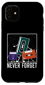 iPhone 11 Never Forget ファニー ヴィンテージ カセット フロッピー ディスク VHS テープ スマホケース