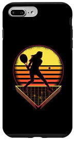 iPhone 7 Plus/8 Plus ビンテージ テニス レトロな日没 80 年代のテニス プレーヤー スポーツ愛好家 スマホケース