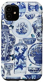 iPhone 11 シノワズリ 花瓶とプレート トワール ブルー&ホワイト スマホケース