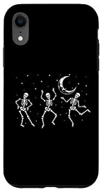 iPhone XR かわいい踊るスケルトン レトロな月と星のハロウィンコスチューム スマホケース