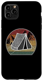 iPhone 11 Pro Max レトロ キャンプ アウトドア テント ホリデー サンセット スマホケース