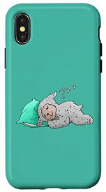 iPhone X/XS 枕の上で眠る羊 疲れた甘い睡眠パジャマ スマホケース