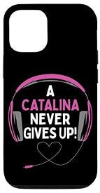 iPhone 12/12 Pro ゲーミング引用句「A Catalina Never Gives Up」ヘッドセット スマホケース