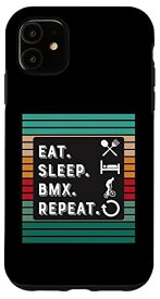 iPhone 11 Eat Sleep BMX Repeat ファニー バイク ライダー メンズ レディース キッズ スマホケース