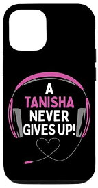 iPhone 12/12 Pro ゲーム用引用句「A Tanisha Never Gives Up」ヘッドセット パーソナライズ スマホケース