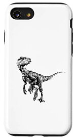 iPhone SE (2020) / 7 / 8 ヴェロキラプトル 恐竜 ディノサワ デザイン 肉食恐竜 アニマル カラフル モチーフ スマホケース