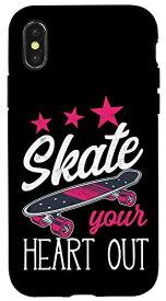 iPhone X/XS スケートボード スケート あなたのハート アウト スケーター ガール ビンテージ スマホケース