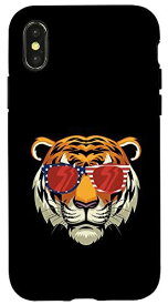 iPhone X/XS Cool Tiger USA フラッグ ストライプ サングラス タイガーボーイ スマホケース