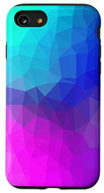 iPhone SE (2020) / 7 / 8 ポリゴン パープル ミント ターコイズ アクア ブルー ピンク モザイクタイル スマホケース