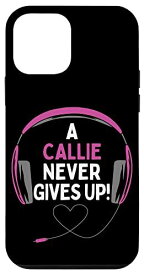iPhone 12 mini ゲーム用引用句「A Callie Never Gives Up」ヘッドセット パーソナライズ スマホケース