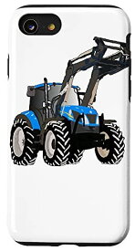 iPhone SE (2020) / 7 / 8 農家用フロントローダー付きクールブルートラクター スマホケース