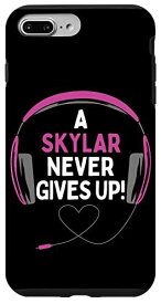 iPhone 7 Plus/8 Plus ゲーム用引用句「A Skylar Never Gives Up」ヘッドセット パーソナライズ スマホケース